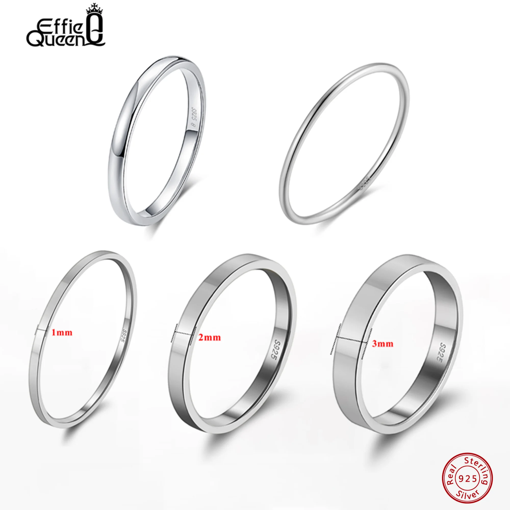 Effie Queen Fashion 925 Sterling Silver Ring Perfect Polished Simple Design Unisex Jewelry Propose Wedding Jewelry Gift APR33