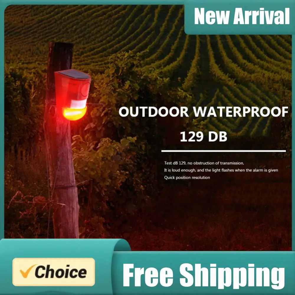 

Solar Strobe Light Alarm Waterproof Security Alarm Siren Remote Control Multifunctional Portable for Villa Farm Yard Garden
