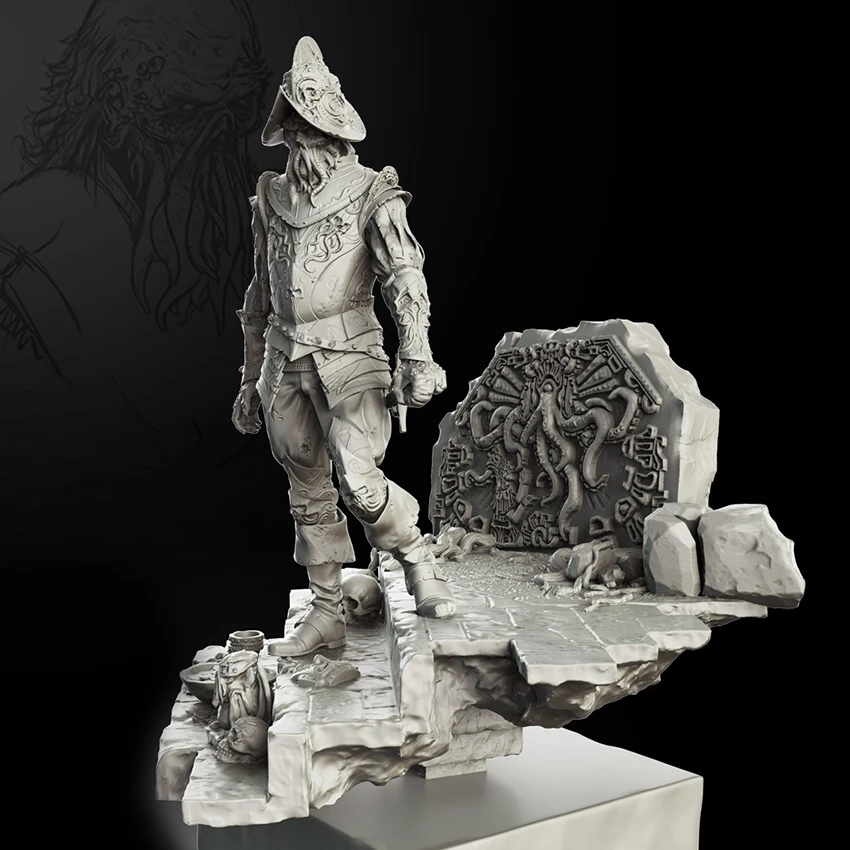 Resin soldier 1/24   ancient man warrior stand with base   Model Unassambled Unpainted  Figure Building Kit