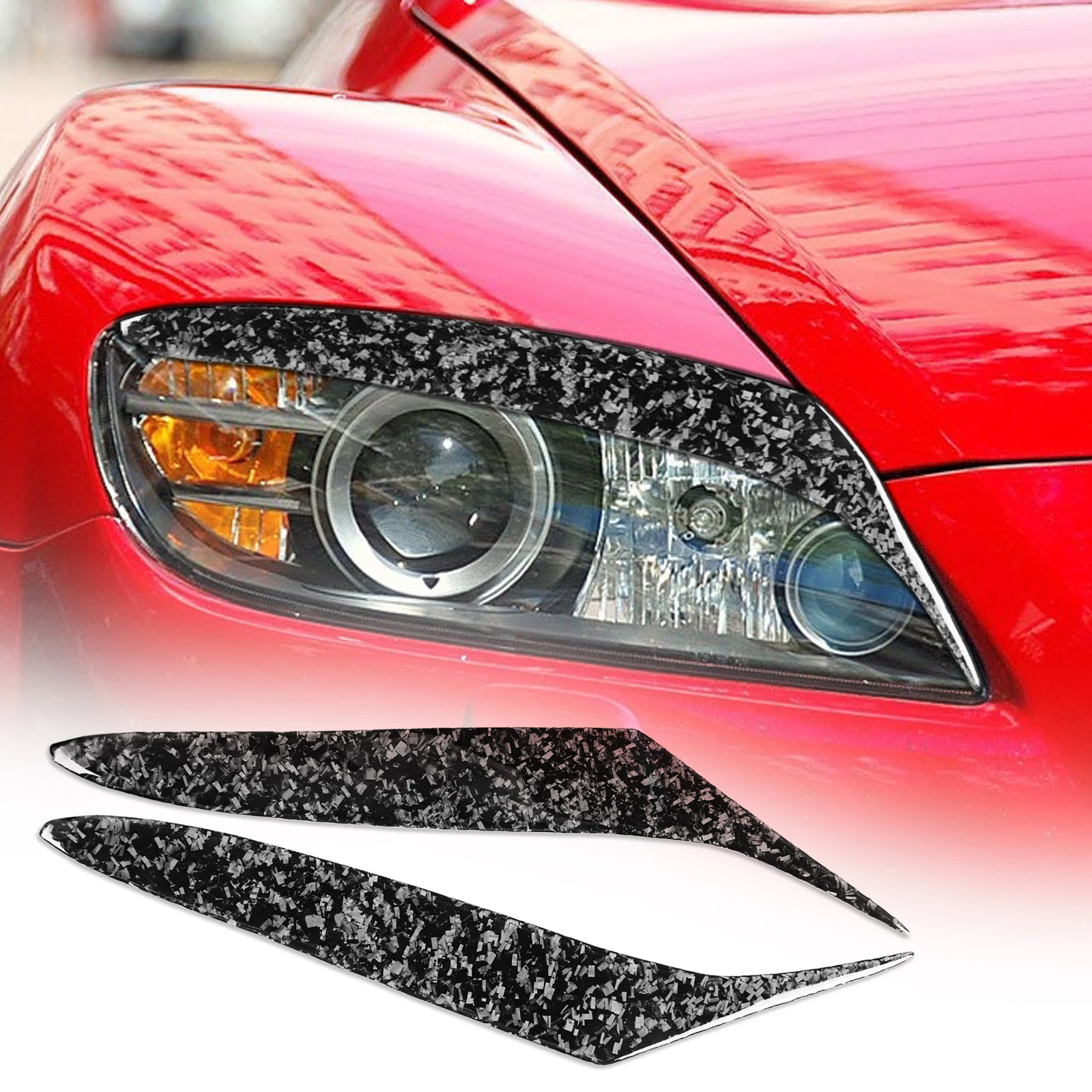 

Forged Carbon Fiber Headlight Eyelid Eyebrow Cover For Mazda RX8 Coupe 2004-2008