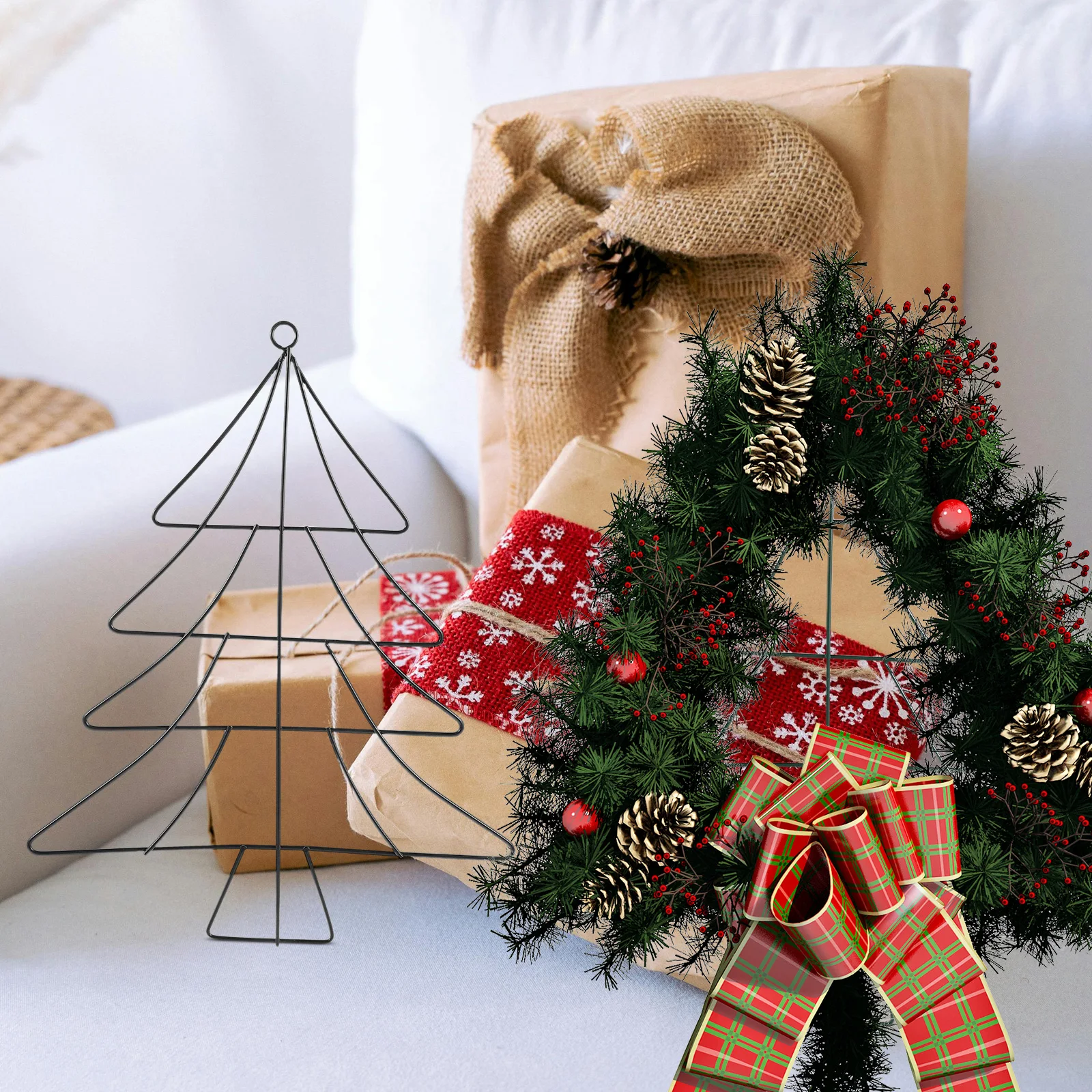 

Christmas Tree Shaped Form 12.89X9.82X0.08 Inch Black Iron Wire Frame For Diy Garland Craft Home Party Decoration Making