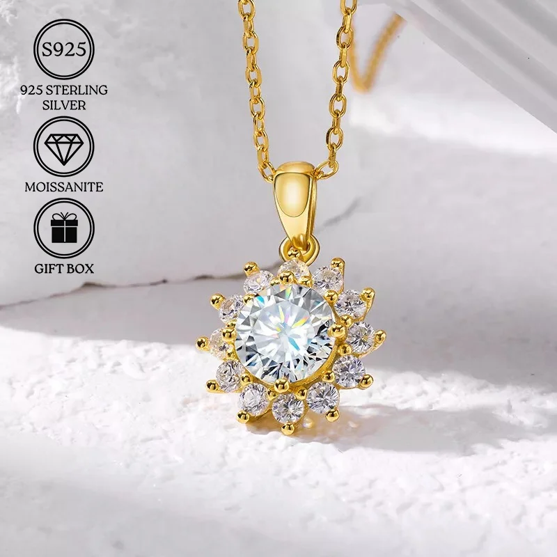 1pc 1/3/4/5Carat Elegant 925 Silver Moissanite Necklace: Perfect for Daily Adornment and The Ultimate Gift for Valentine's Day.