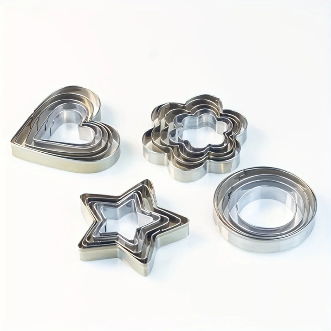 5pcs cookie mold shape set mini star, heart, round, flower cookie stainless steel mold cutter