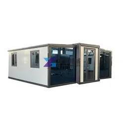 China's Prefab Mobile Folding Container House 3 in 1 Expandable Prefabricated Home with Two Rooms and One Hall