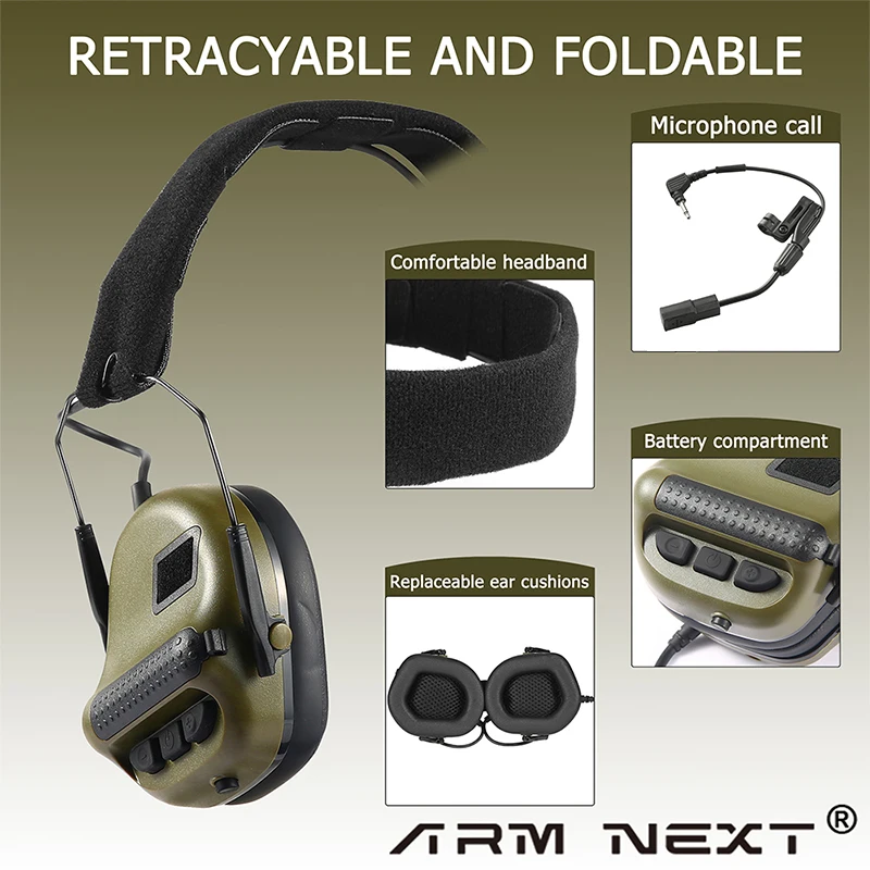 Imagem -05 - Arm Neo Noise Cancelando Tactical Headconjunto Caça Militar Tiro Headphones Capacete Rápido Ops Wendy M-lok Arc Novo