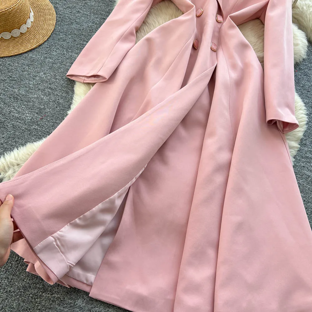 Chic vintage Sexy cranté Double boutonnage fée vacances longue robe femmes Boho robe d'été robes de cérémonie