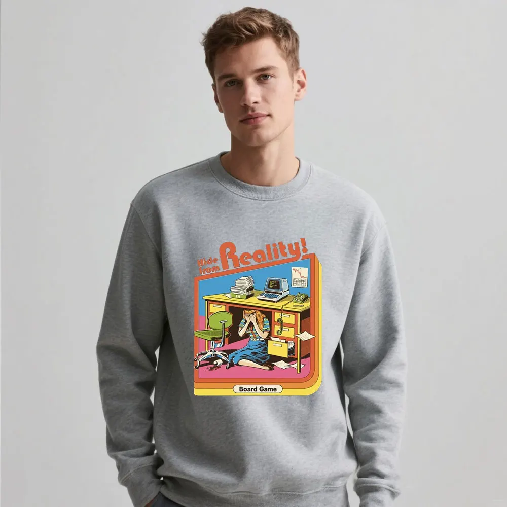 

Hide From Reality Настольная игра Забавные комиксы Мужская толстовка с капюшоном в стиле хип-хоп с круглым вырезом Свободная удобная одежда Толстовка Y2k Уличная одежда