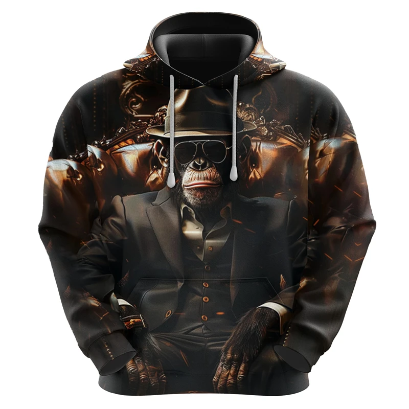 Hilarious Monkey Graphic Sweatshirts Funny Orangutan Face Hoodies For Men Clothes Funny Animal Male Streetwear Unisex Pullovers