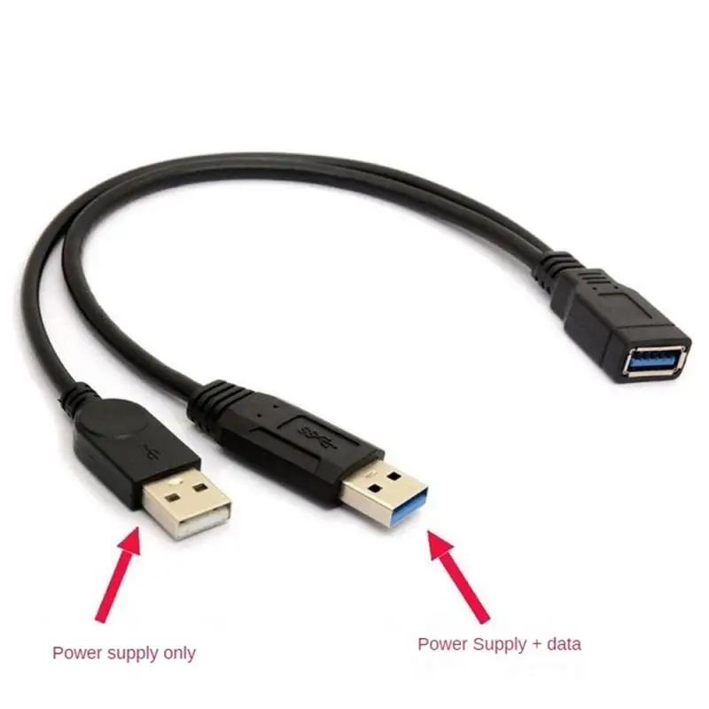 Cabo de Extensão USB 2.0 para Impressoras, 2.0 A Macho para Fêmea, 2 Duplo Dual Power Supply, Splitter, HUB Charge
