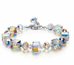 Colorful Square Glass Crystal Beaded Bracelets for Women Temperament Handwork Bracelets Bangles Charms Friendship Jewelry Making