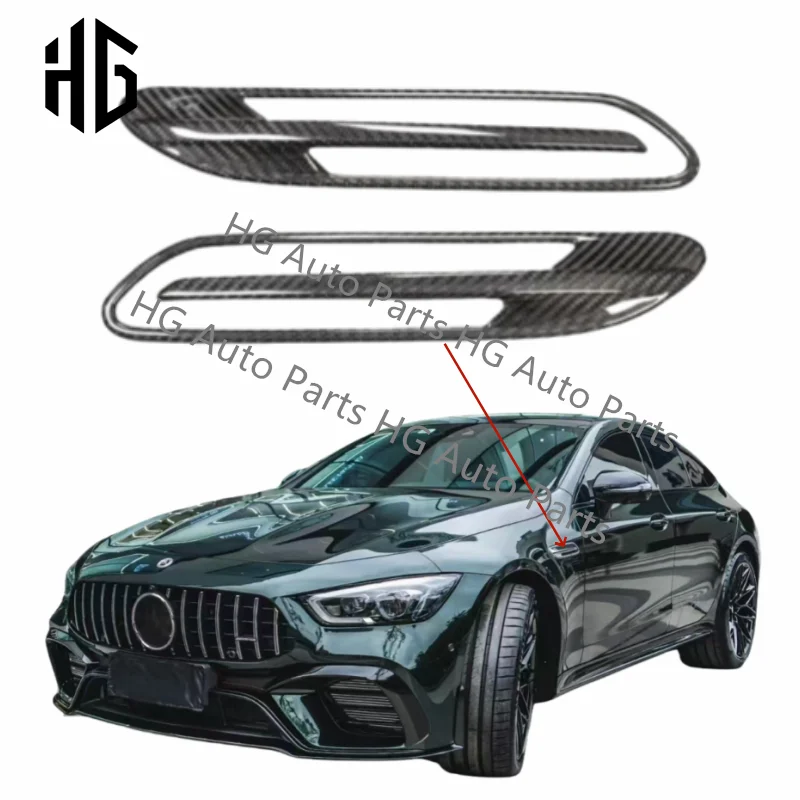 

Real Carbon Fiber Side Fender Air Vent Covers Body Kit For Mercedes Benz AMG GT50 GT53 GT63 Car Fender Vents Exterior Trims