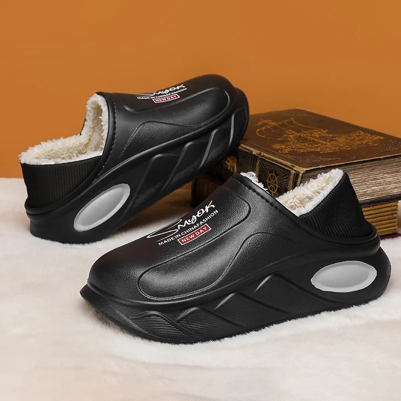 

Winter Warm Cotton Slippers Fashion Shoes Plush Slippers Snow Boots Men EVA Waterproof Home Slides Shoes Thick Bottom Soft Clogs