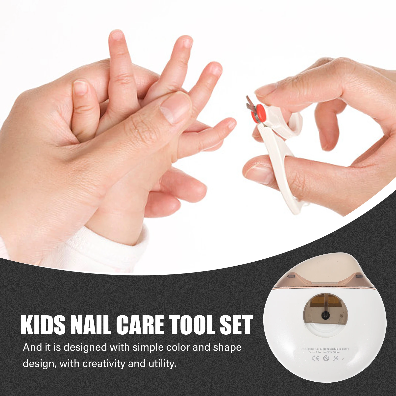 

1 set Electric Trimmer Kids Safe Nail Trimming Tool Set Child Manicure Pedicure Kit Lightweight Portable Replacement Heads Long