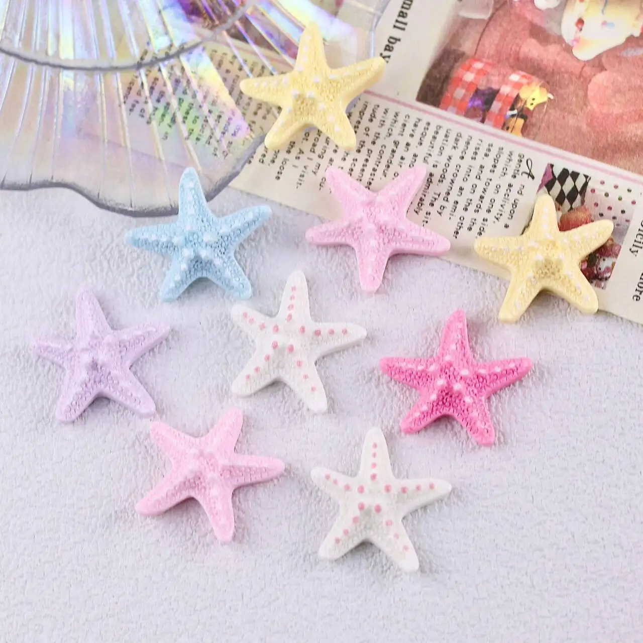 100pcs Kawaii Simulation Cartoon Starfish Resin Flat Back Cabochon For Dollhouse DIY Scrapbooking Accessories