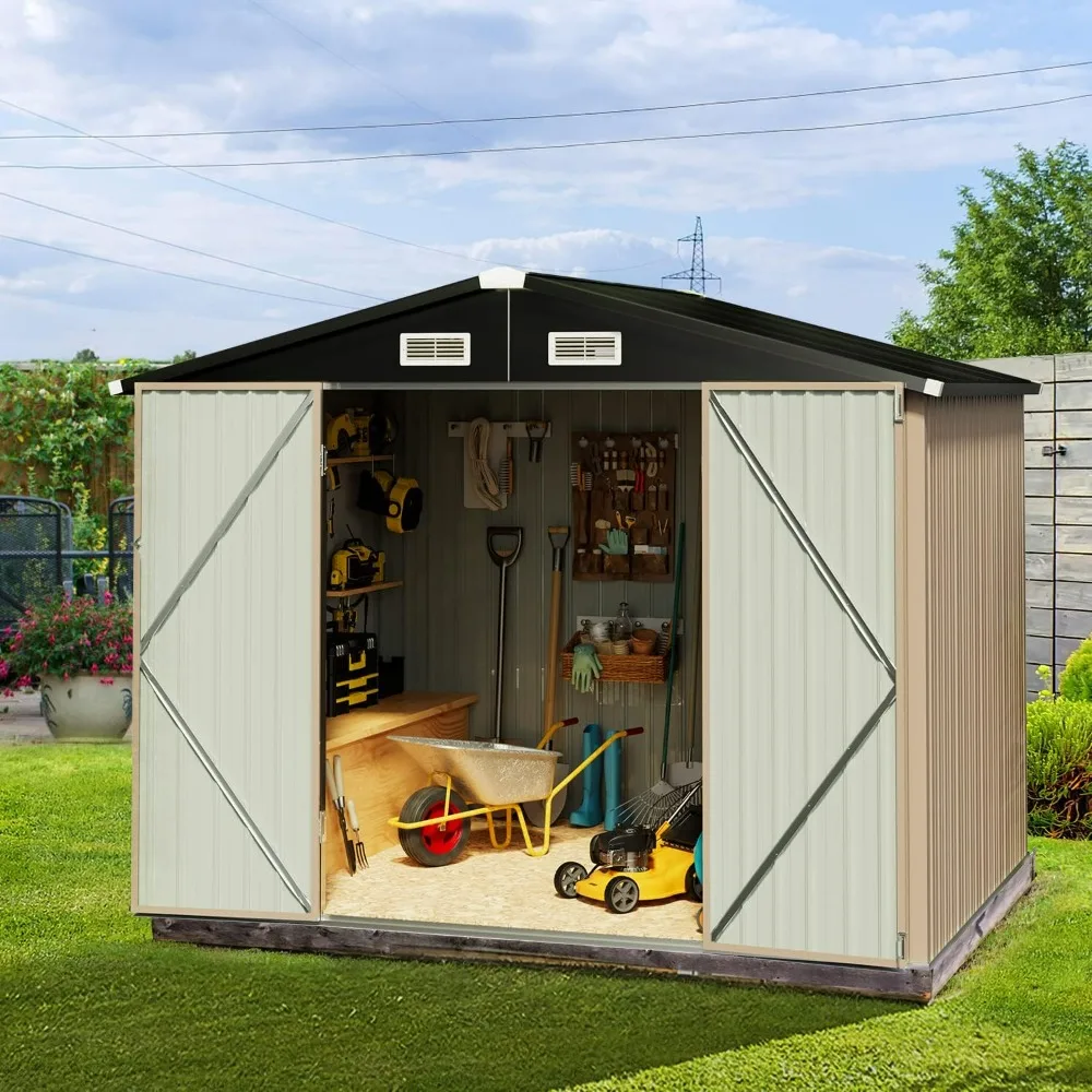 

Outdoor Storage Shed,8.5x5.6 FT, Garbage Can,Outdoor Metal Shed For Tool,Garden,Bike, Outdoors Tool Shed