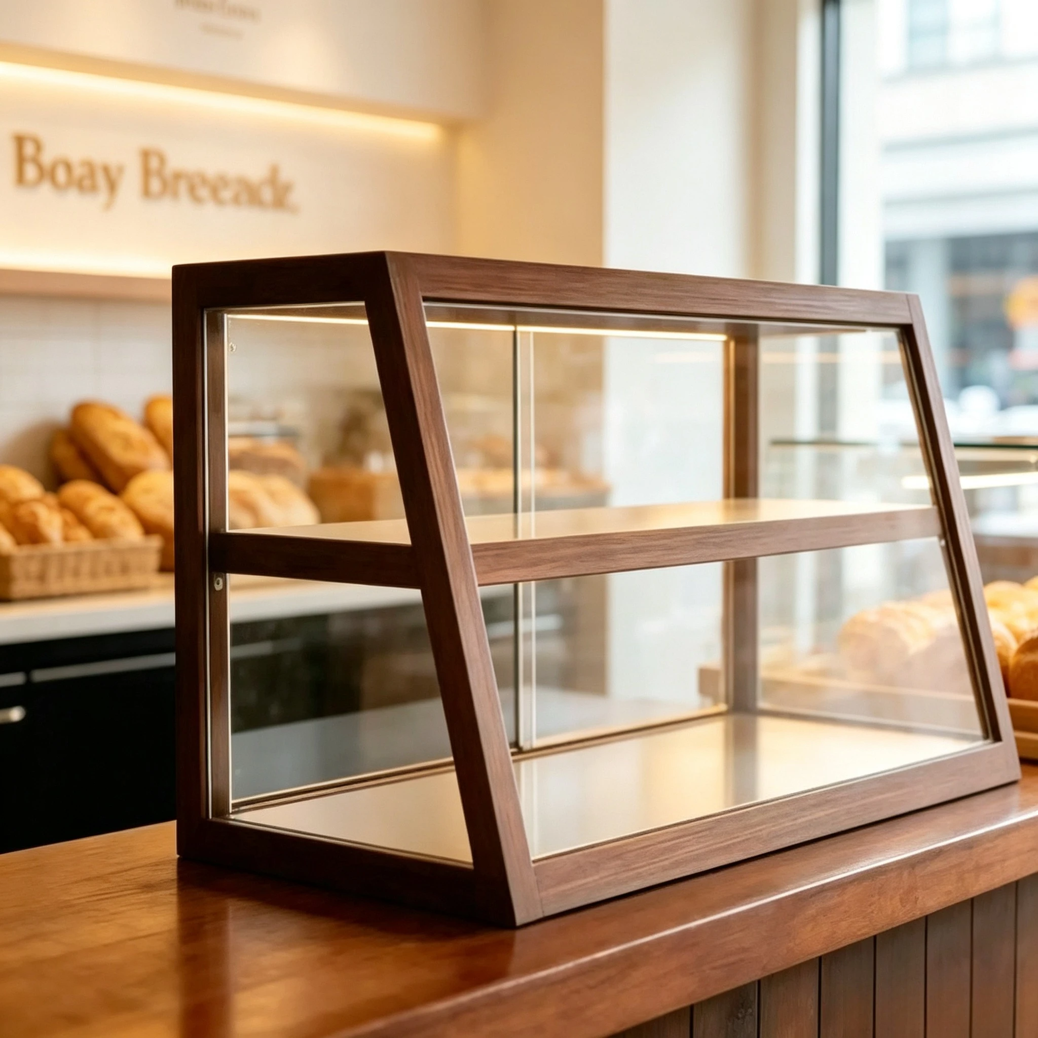 Baking Cake Coffee Shop Pastry Dessert Cabinet Front Desk Counter Bar Small Glass Display Cabinet Solid Wood Bread Cabinet
