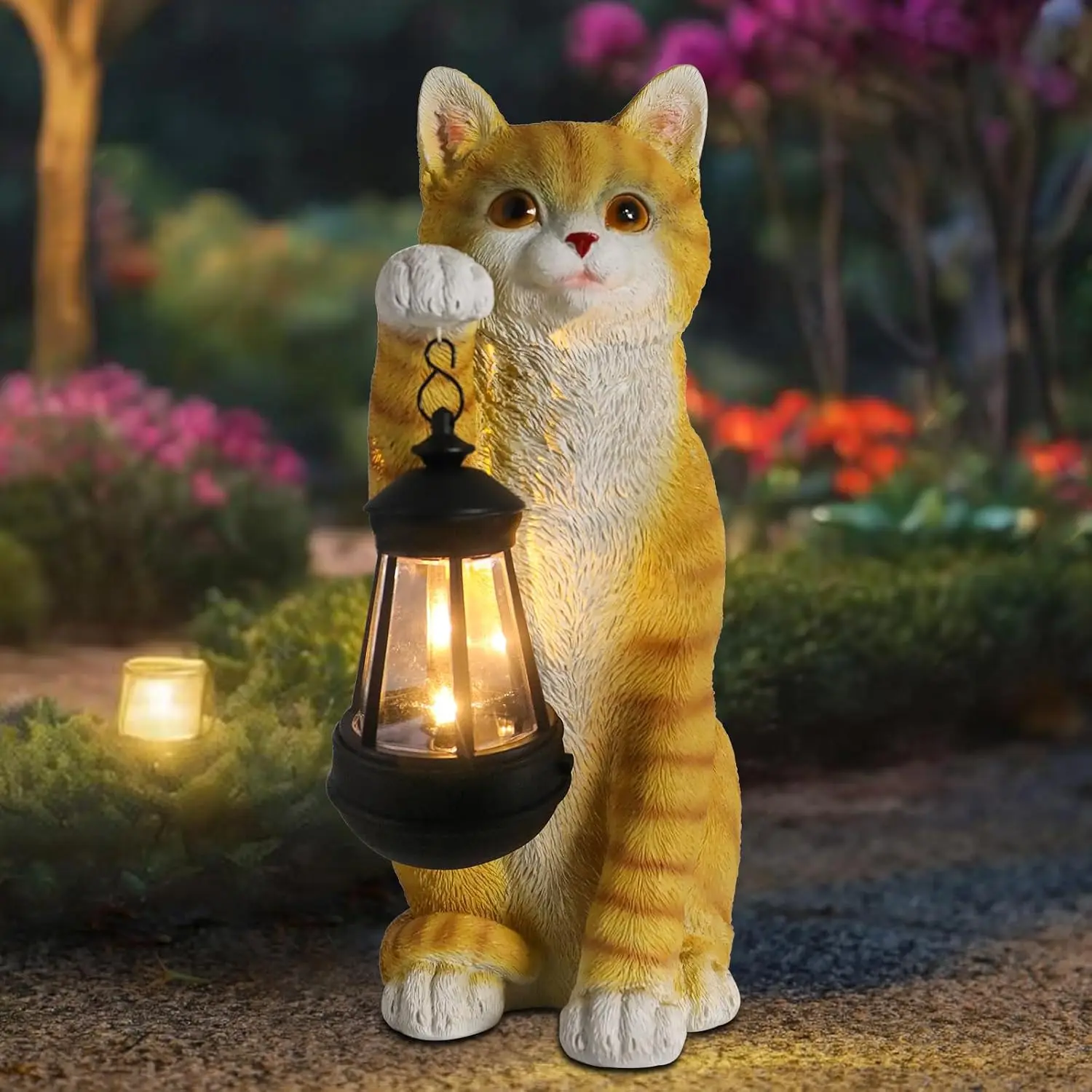 

Solar Powered Outdoor Cat Garden Statue, Crafted Garden Sculptures & Statues for Patio, Yard, Lawn, Gardening Gifts for Women an