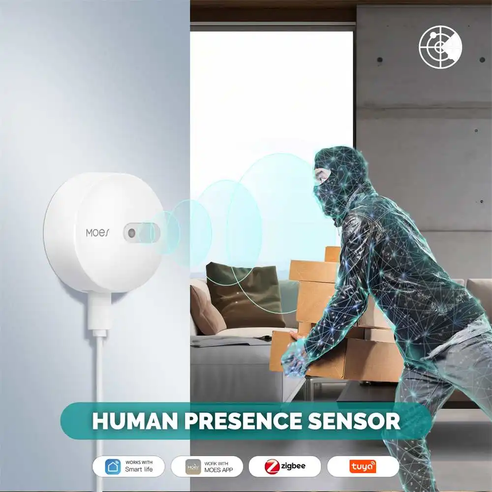 Mini Tuya Zigbe Home 24GHz Human Presence Sensor APP Remote Control Motion Detector Sensor