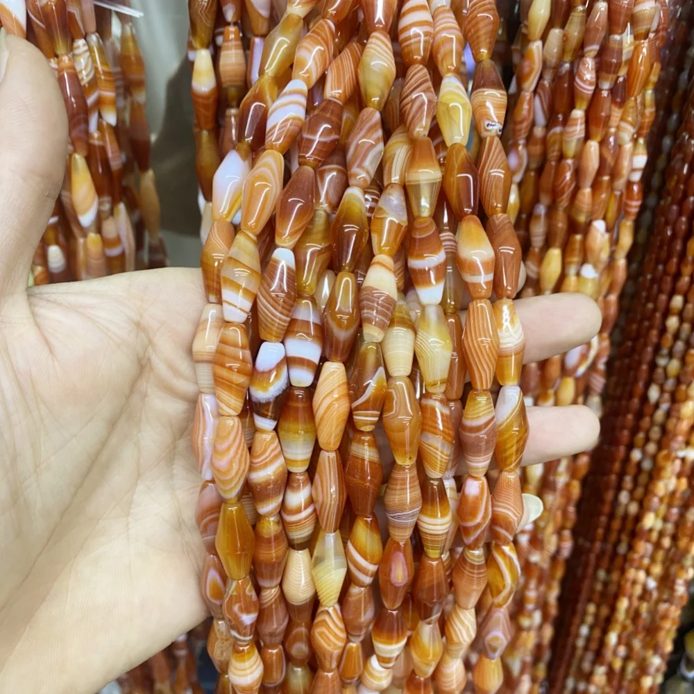 Natural Stone Agates Beads jasper Citrine Black Striped Agate Rice Bead Shape Beads for Jewelry Making DIY Bracelet Necklace