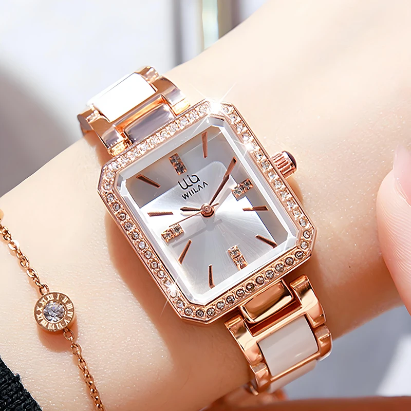 Square Fashion Creative High Quality Quartz Ladies Wrist Watch Elegant Girls Bracelet Steel Women Watches For Gold Female Clock