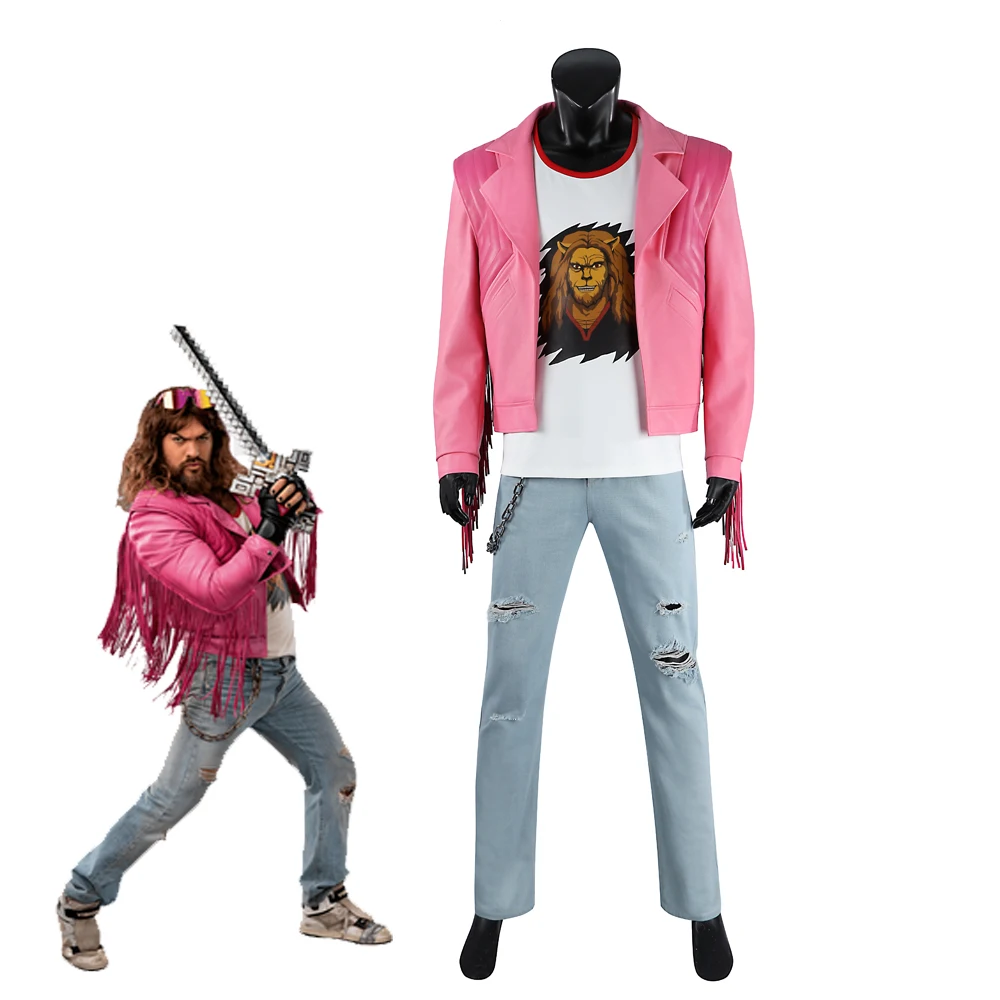 غاريت غاريسون أزياء تنكرية للرجال سترة وردية علوية جينز سروال مجموعة كاملة للهالوين "الرجل القمامة كوس الزي اليومي غير الرسمي