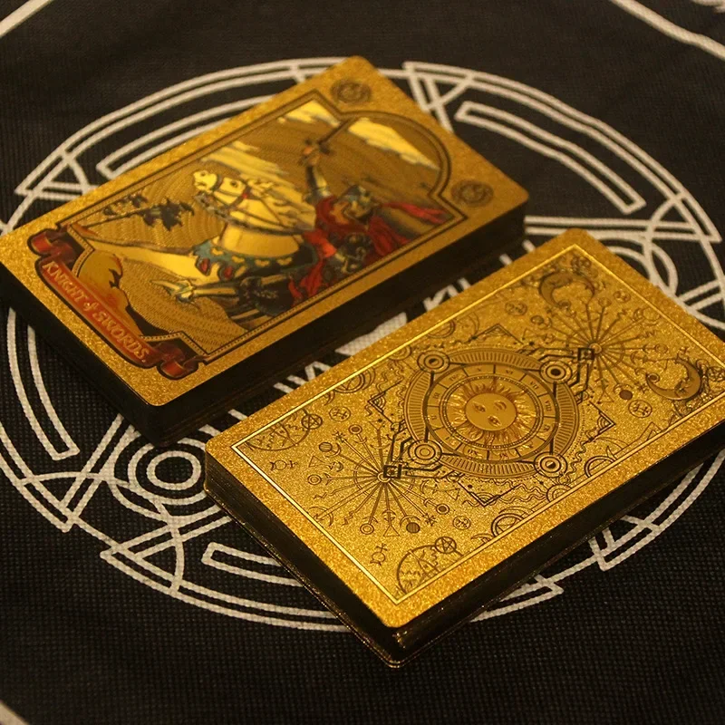 Gold Foil Tarot Cards Tarot Hot Stamping Color Printed Tarot Cards Plastic PVC Waterproof Board Game Playing Cards