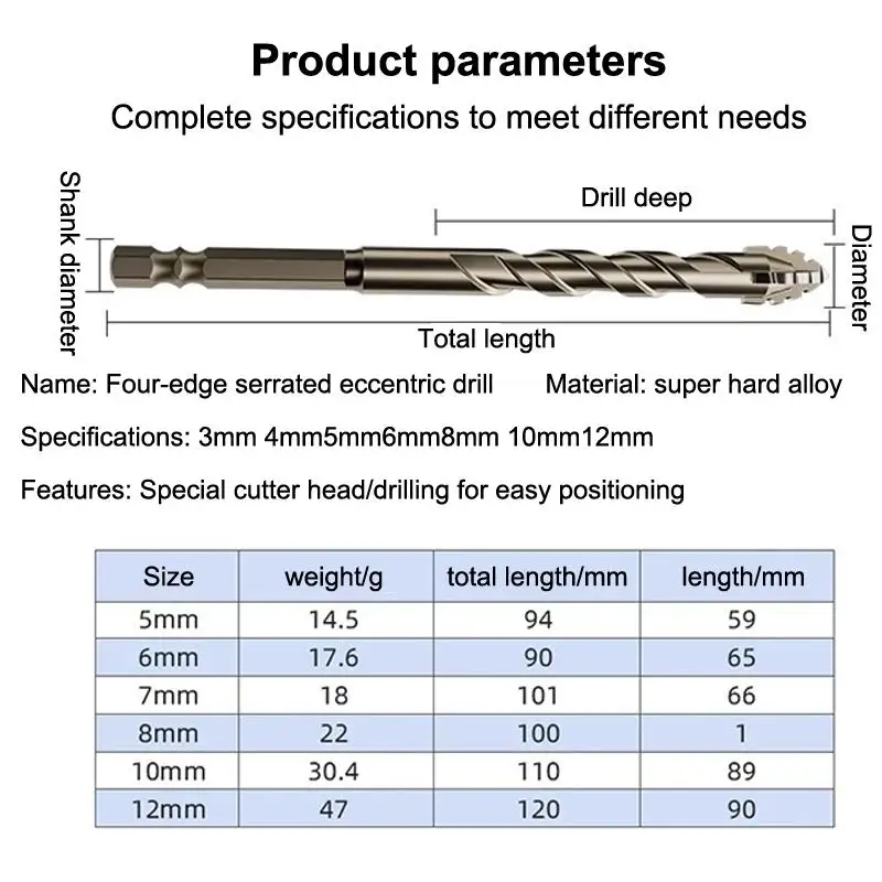 

5-12 Mm Carbide Drill Bits Crafted for Ceramic Tiles Robust for Concrete and Steel Applications