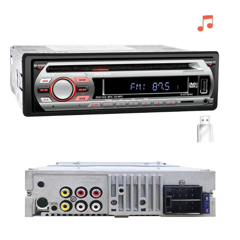 

2024 Лидер продаж 1 Din автомобильный DVD диск MP3-плеер аудио стерео USB/AUX/SD FM BT приборная панель радио