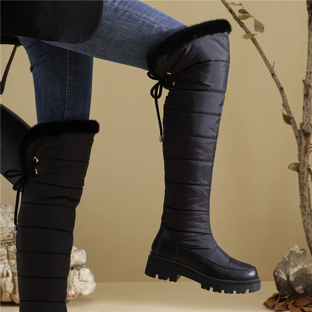 

Winter Down Warm Plush Thigh Snow Boots Women Shoes Platform Women's Over the Knee Boots Female Fashion Fur Waterproof Shoes 44