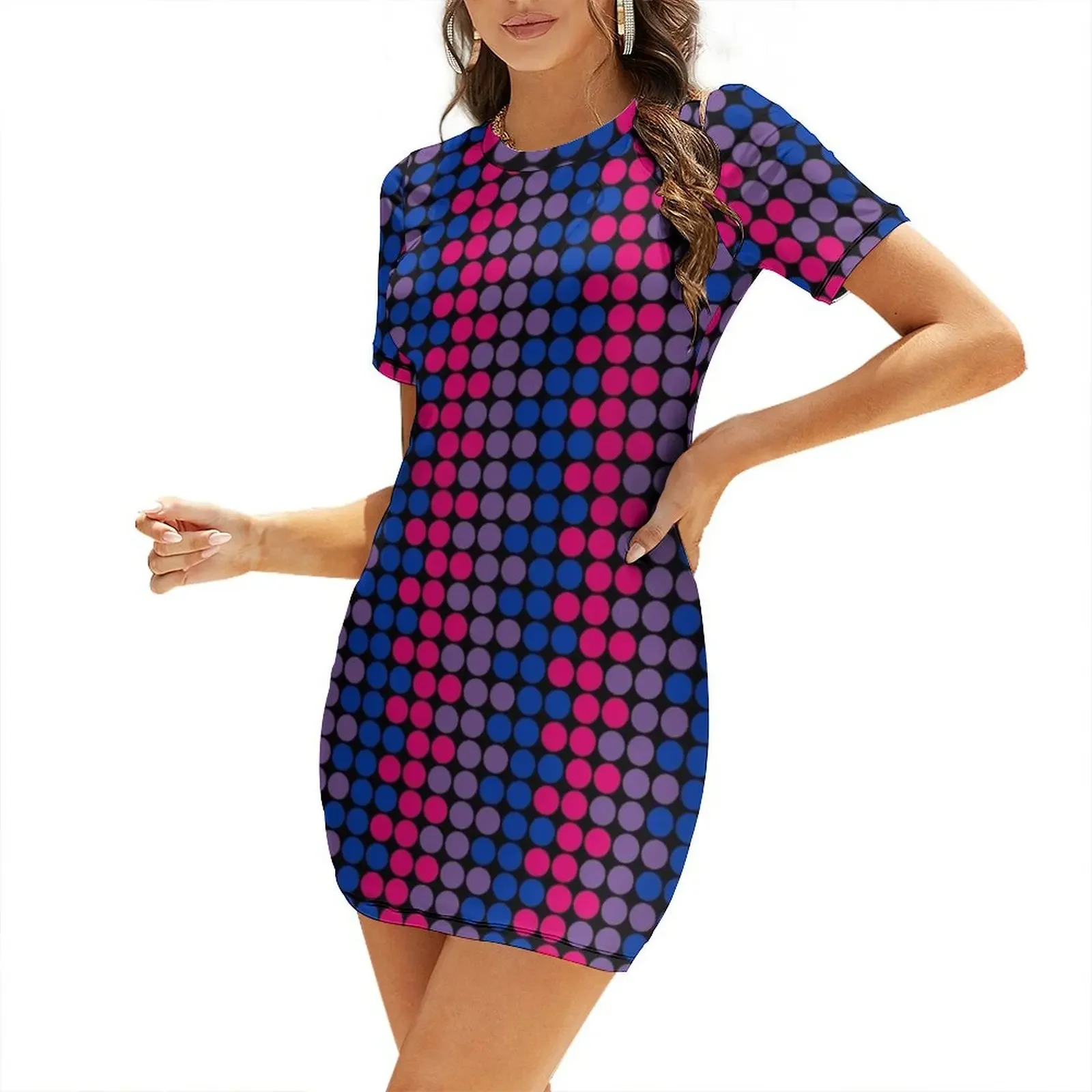 

Circle Pattern (Bisexual Scheme) Short-Sleeved Dress women evening dress Dress