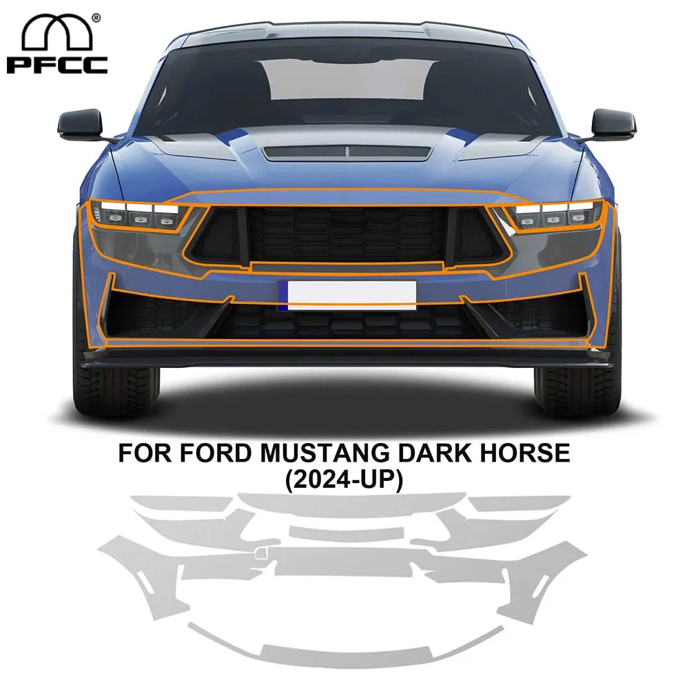 

Для Ford Mustang Dark Horse 2024 2025 Защитная пленка для автомобильной краски Предварительно вырезанная прозрачная пленка из ТПУ PPF Наклейка на корпус Комплект бюстгальтера Стайлинг Декор
