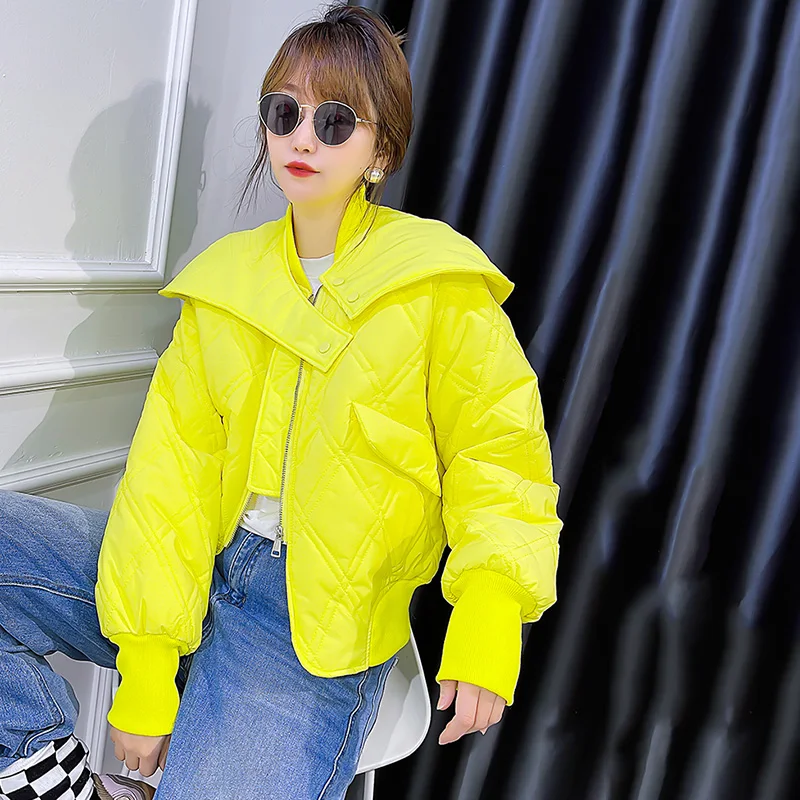 Winter Clothes Women Thin Cotton-padded Jacket Thickened Short Coat Yellow Green Jackets Casacos De Inverno Feminino