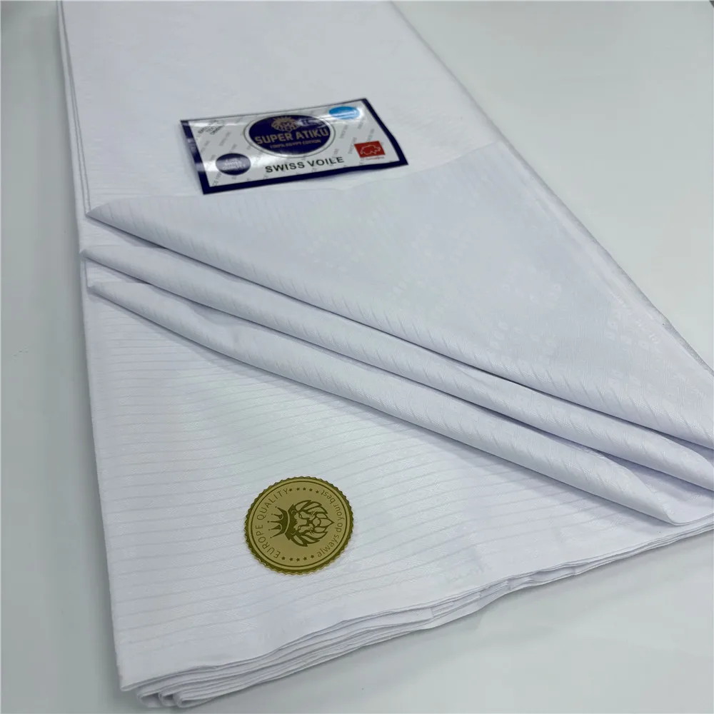 New Arrival 100% Cotton Swiss Voile Lace Fabric 5 Yards High Quality African Soft Atiku Fabric For Men Garment Material 15A60