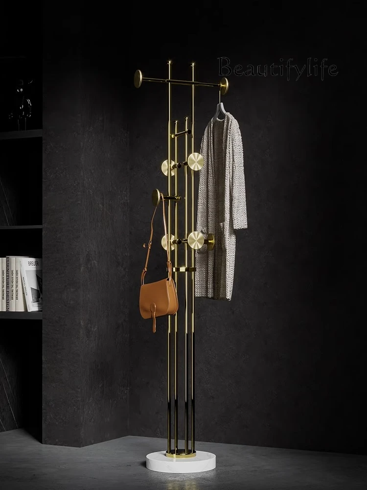 

Italian light luxury clothes rack Nordic modern bedroom floor-to-ceiling stainless steel coat rack fashionable