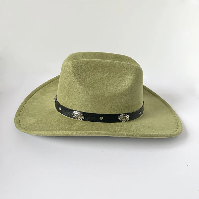 gorras hombre cowboy hat frosted velvet metal three-dimensional flower round large size western cowboy hat suede gorras