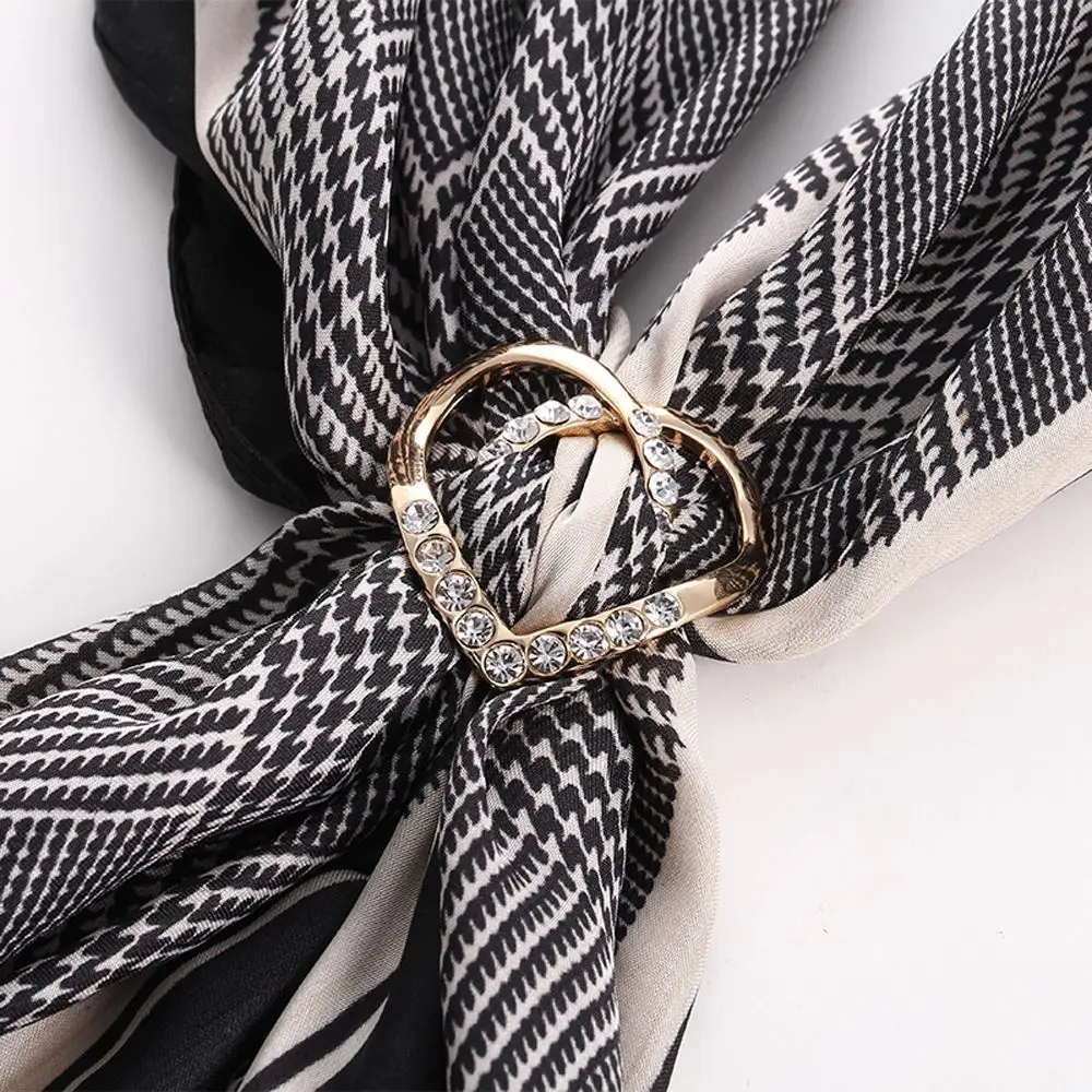 Geometric Women Gift Fashion Jewelry Crystal Three-ring Scarf Ring Shawl Clip Scarf Buckle Brooch