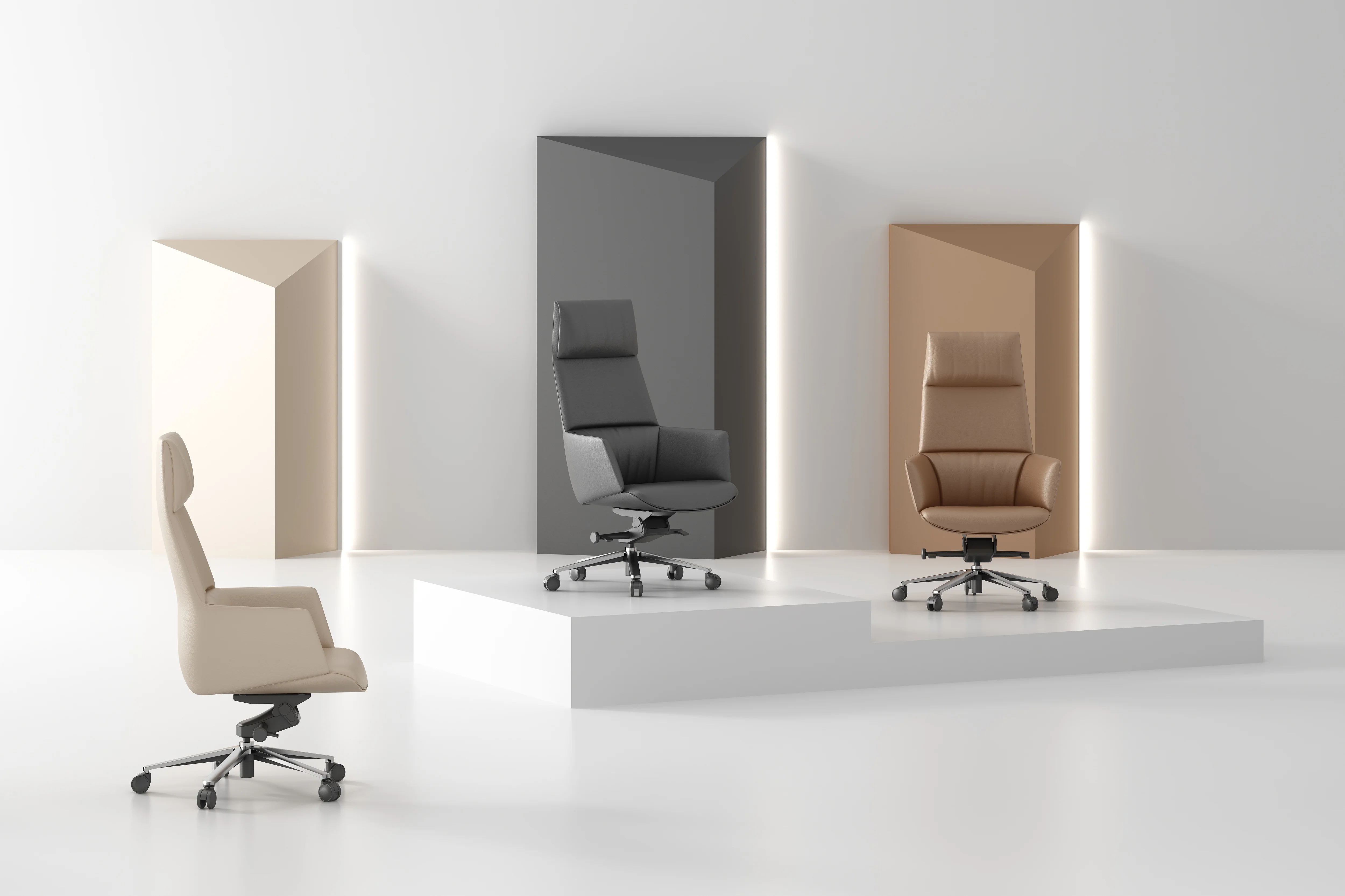 Chaise de bureau ergonomique de luxe moderne en cuir, mobilier de maison et commercial avec un design ergonomique