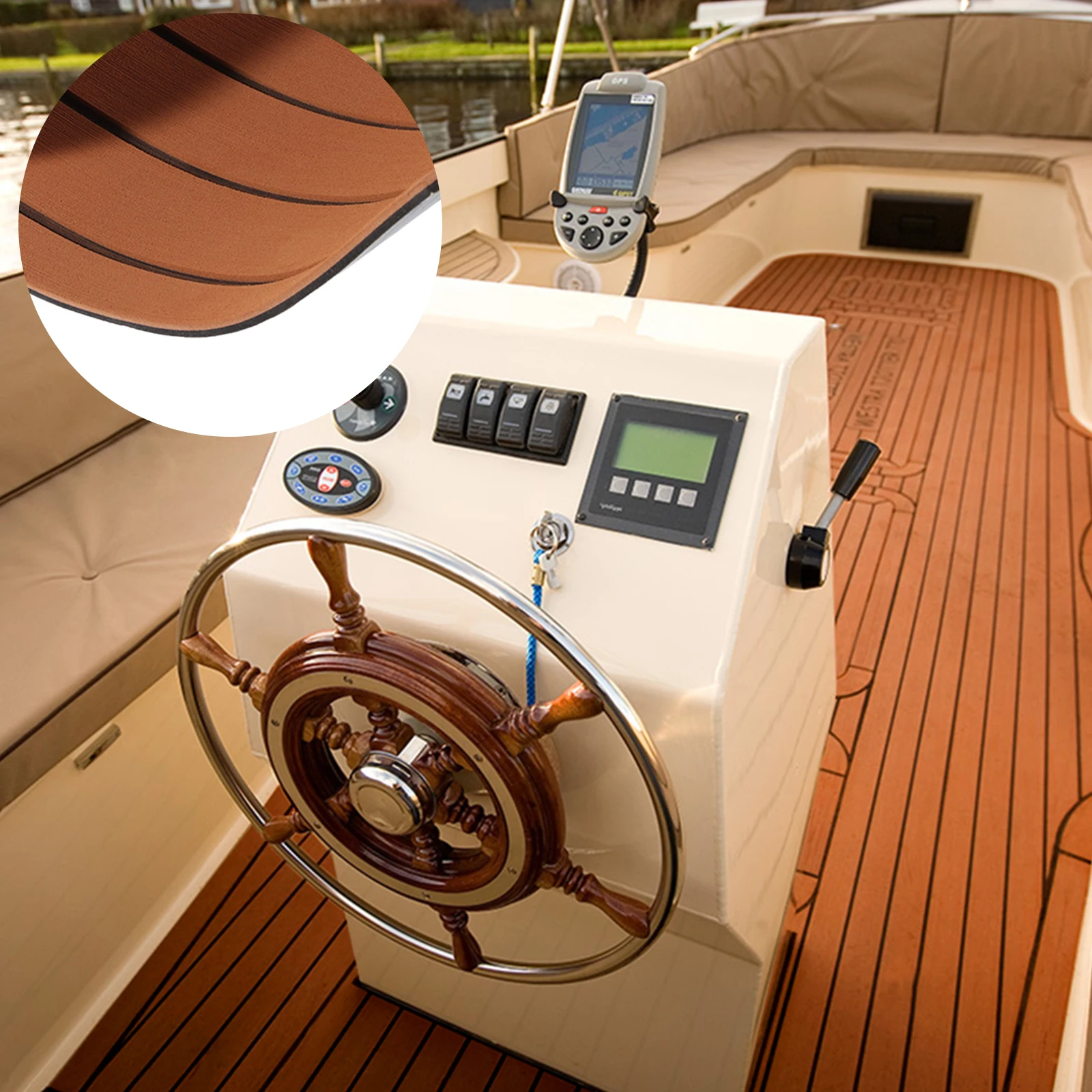 Boat Flooring EVA Foam Decking Sheet Faux Teak Marine Mat Marine Carpet Mat Non-Slip Self-Adhesive Flooring Mat