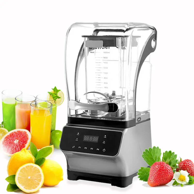 

High Speed Pure Copper Motor Fruit Blender Commercial Heavy Duty Smoothie Blender with Soundproof Cover