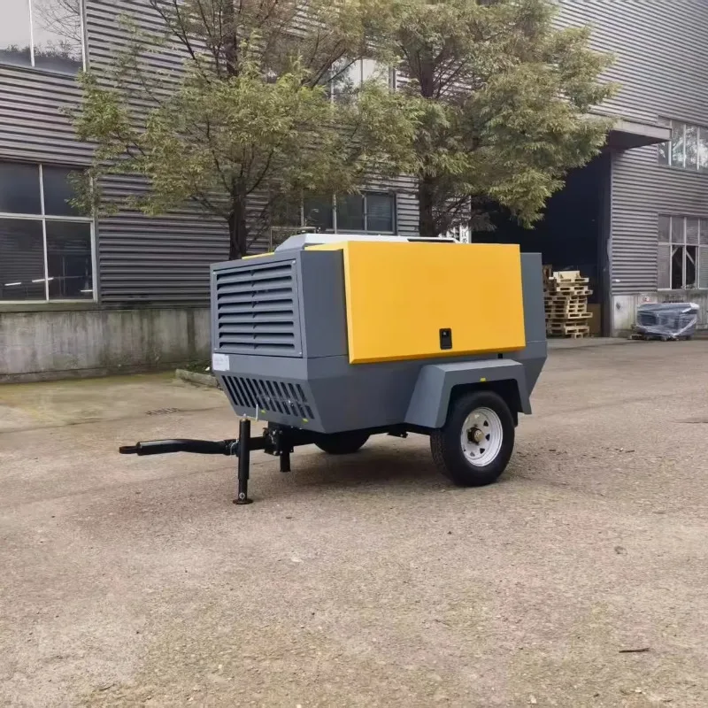Customized 400cfm 10bar Portable Lubricated Air Cooled Diesel Screw Air Compressor For Rock Drill