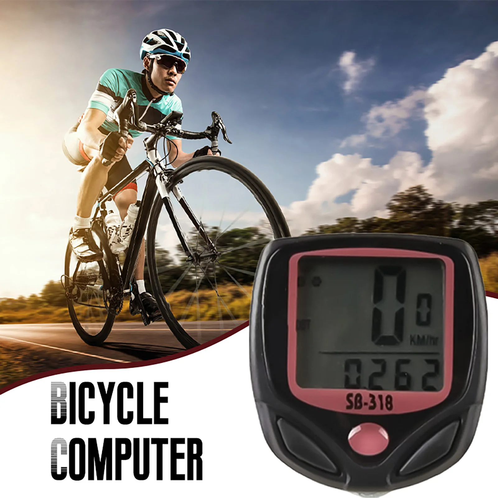 Bicycle Digital Computer Waterproof Large Screen Digital Bike Speedometer for Auto Riding Cycling Tracking