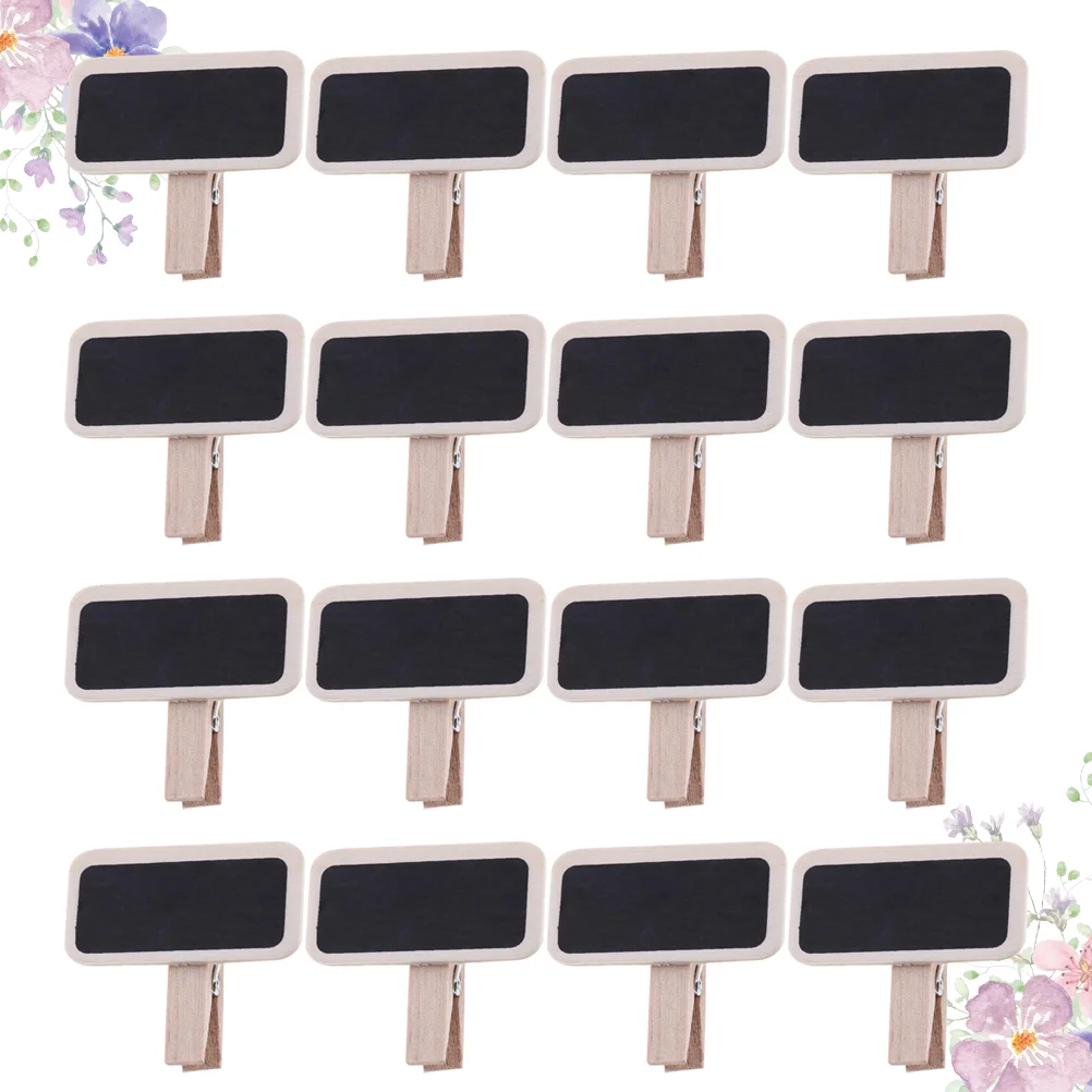 50 Pcs Chalkboard Tag Signs Mini Small Memo Retangle with Clip Message Blackboard