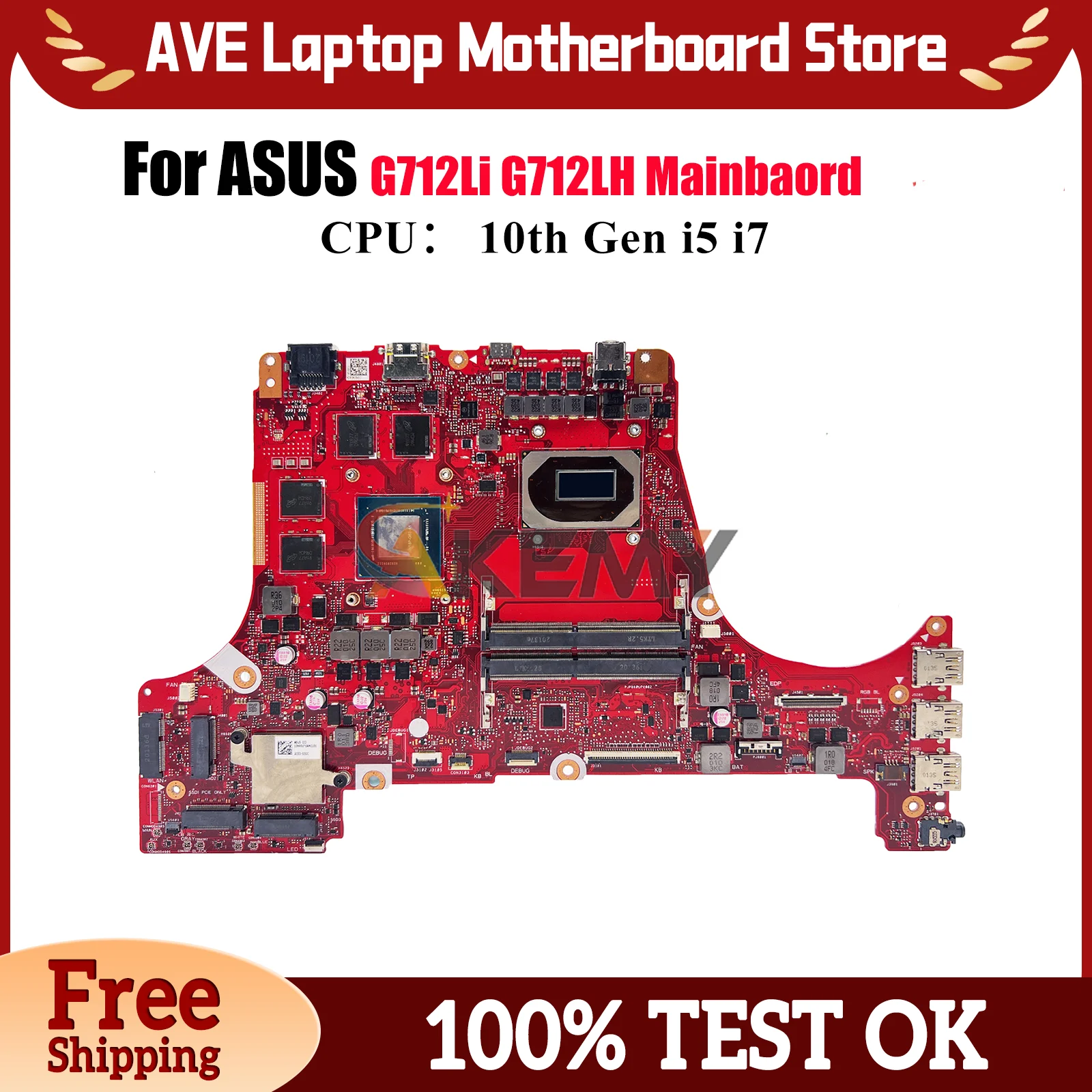 

G712LI Laptop Motherboard For ASUS ROG Strix G17 G712LH G712L G712Li Notebook Mainboard With 10th Gen i5 i7 100% tests OK stk