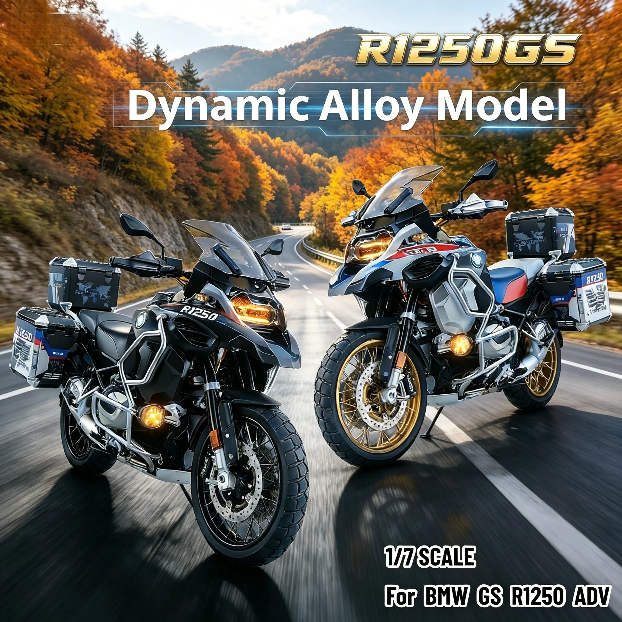 

Новая модель мотоцикла BMW R1250GS ADV 1:7 из сплава с функцией распыления, подарок для парня, украшение для дома, коллекционная модель.
