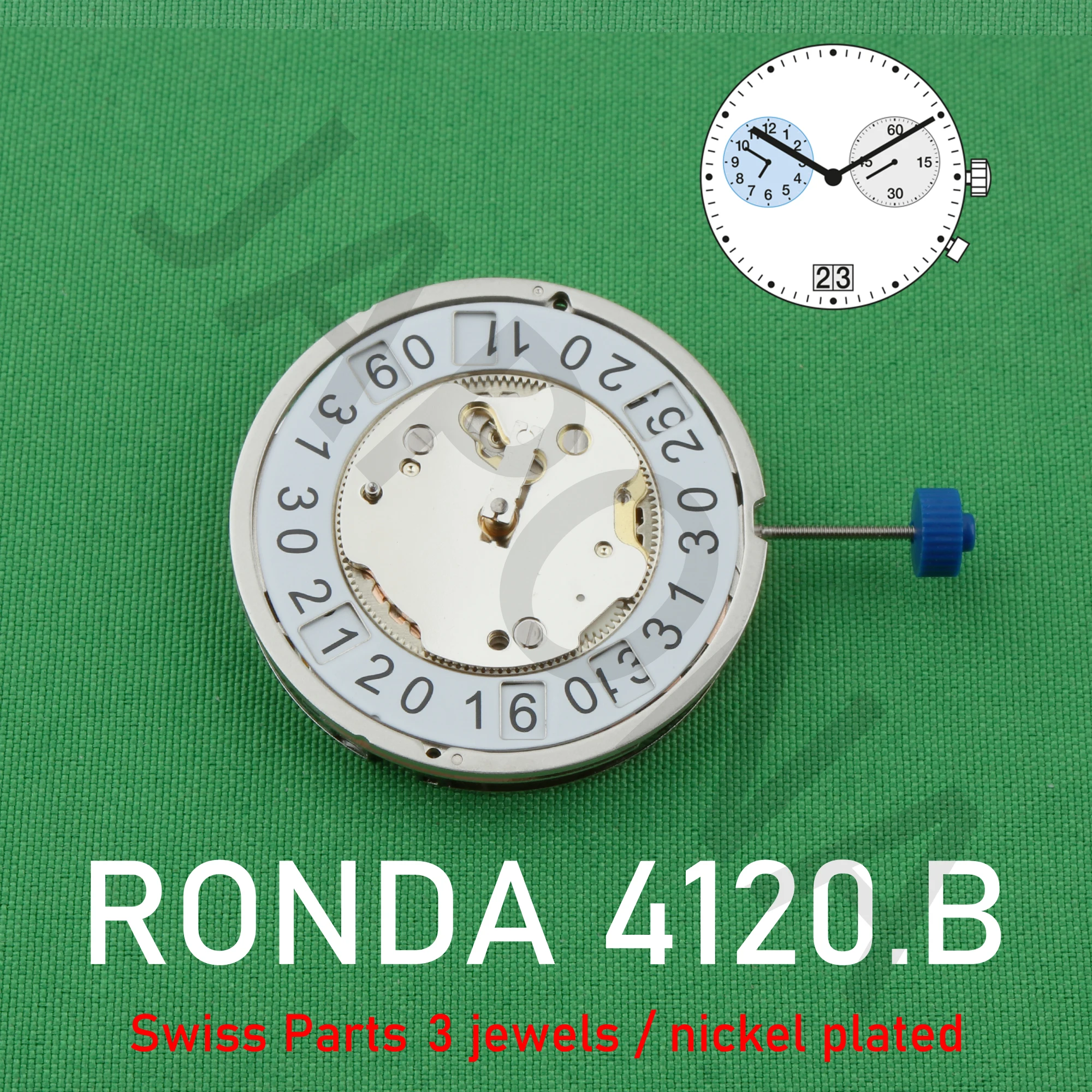 Ronda 4120.B ruch 4120 zegarek z czujnikiem ruchu ruchome ruchy kwarcowe wielofunkcyjne kaliber 4120.B - 12 ½''