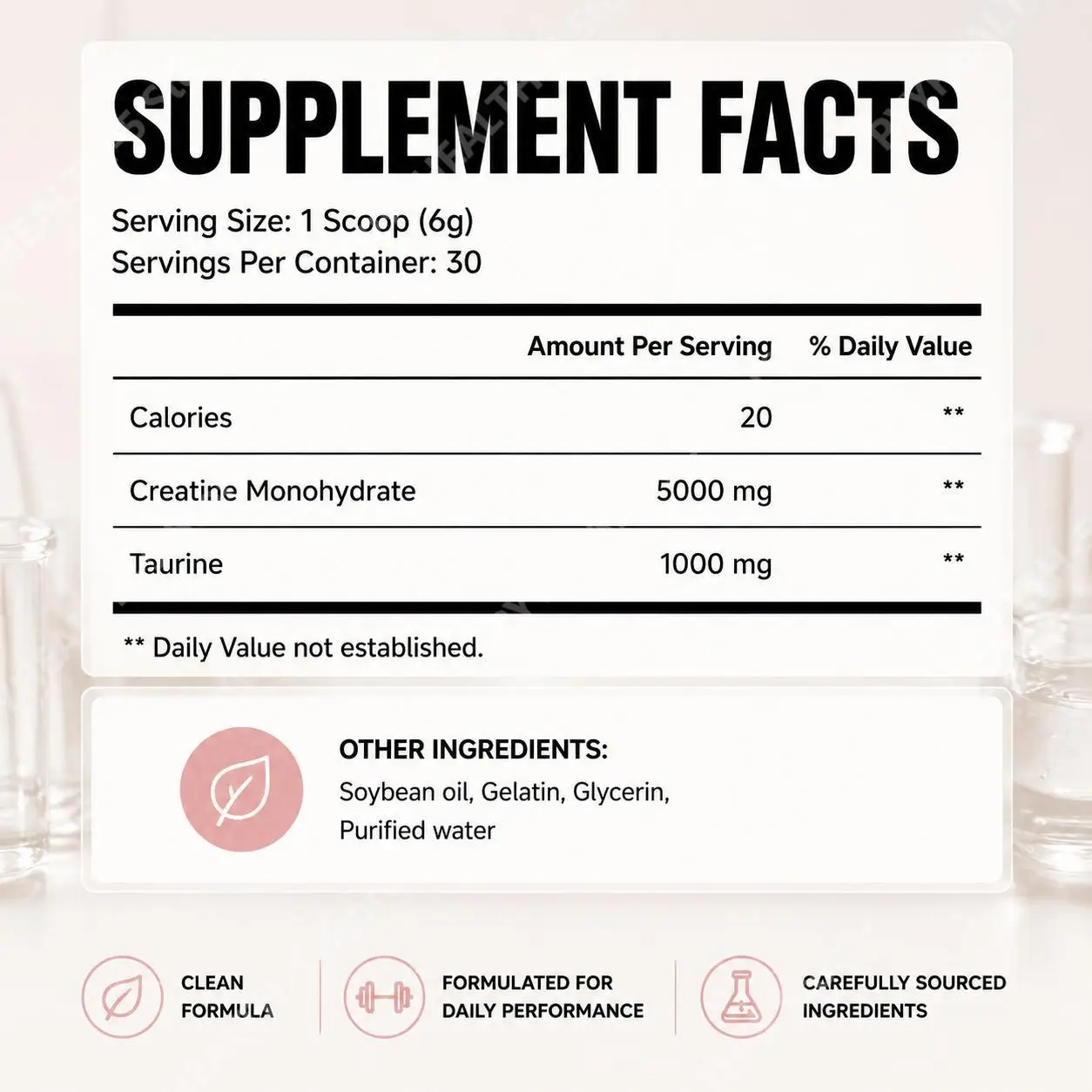 Docteat Creatine Monohydrate Taurine Powder for Muscle Phosphocreatine Support and Sports Nutrition Performance 30 Servings