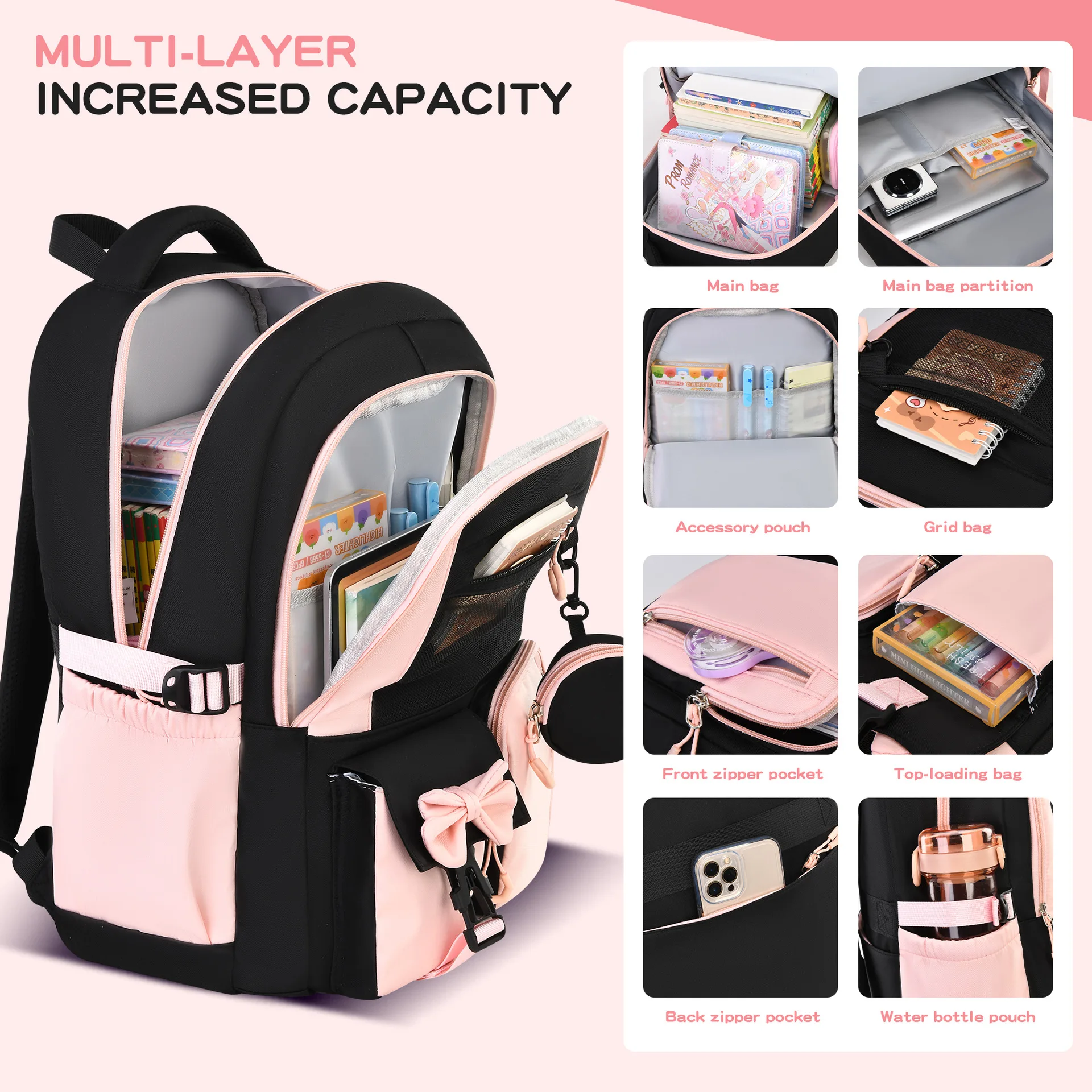 Children School Bags Set Large Capacity Schoolbag Lightweight School Backpack Kids Book Bag Waterproof Laptop Travel Droshipping