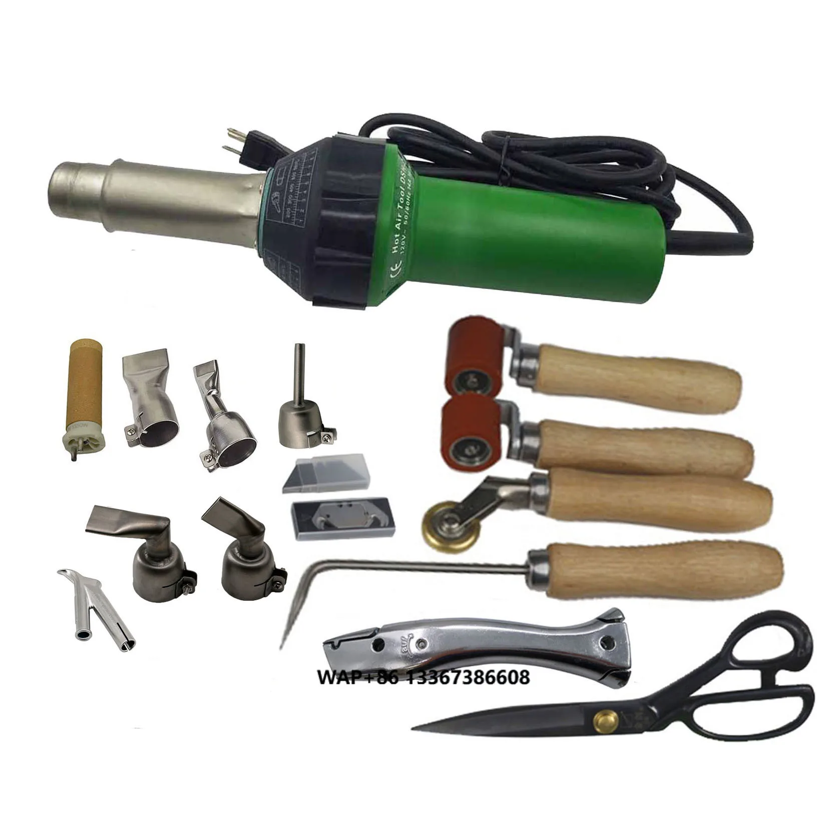 

Professional 1600W Heat Gun Plastic Welder Kit Hot Air Blast Torch for Single Ply Bitumen PVC/TPO Roofing Membranes Welding Tool