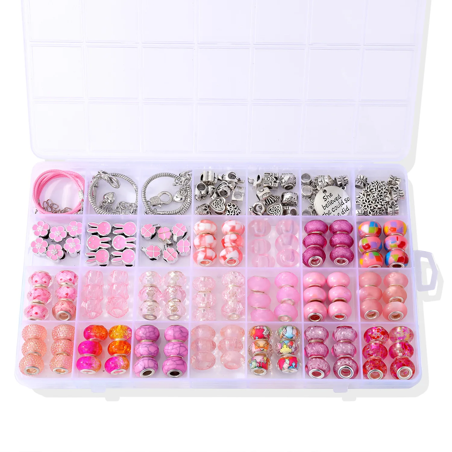 DIY Bracelets Kit Acrylic Alloy Beads For Jewelry Making Accessories Large Hole Charms Bracelet Necklace Beads Set Birthday Gift