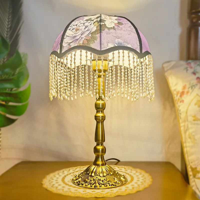 French Pastoral Fabric Fringed Table Lamps Living Room Princess Bedroom Bedside Teahouse Coffee Shop European Retro Floor Lights